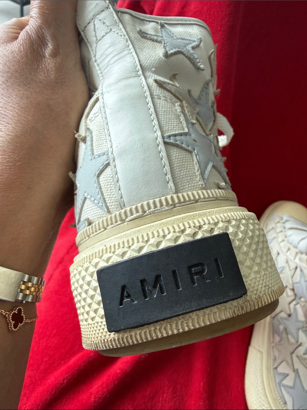 AMIRI  White High-Top Star-Embellished Sneakers - Picture 4 of 6